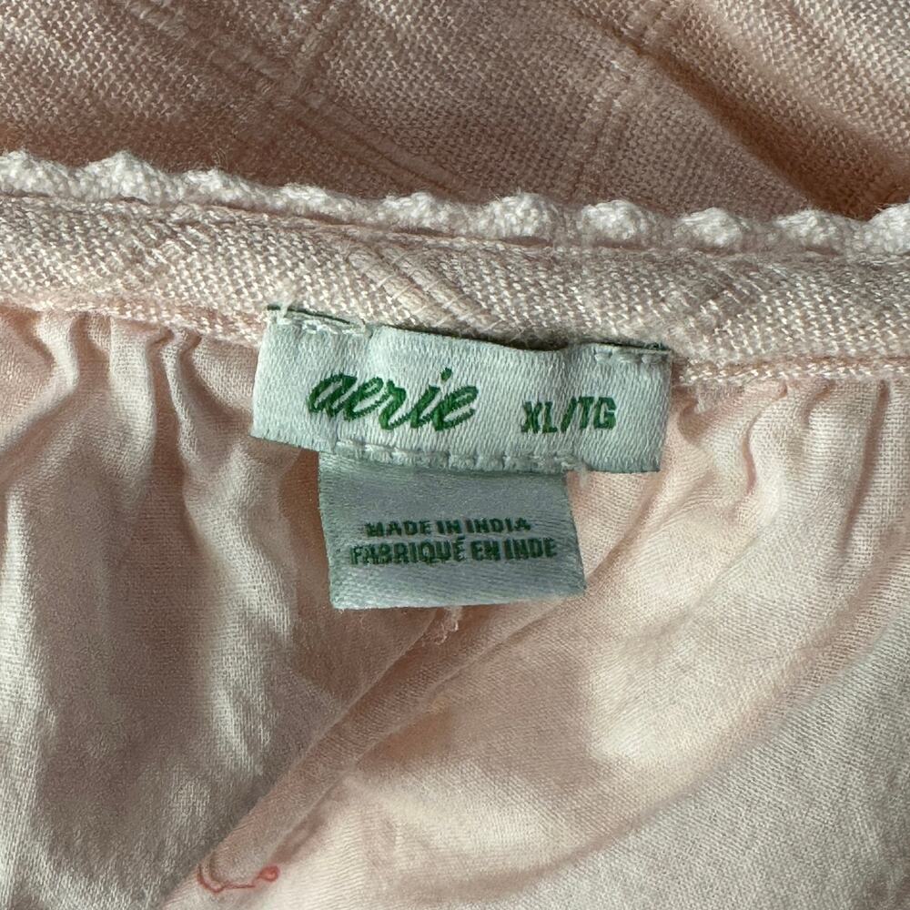 Aerie X-Large Maxi Dress V-Neck Lined Adjustable Spaghetti Straps Textured Pink - Picture 9 of 11